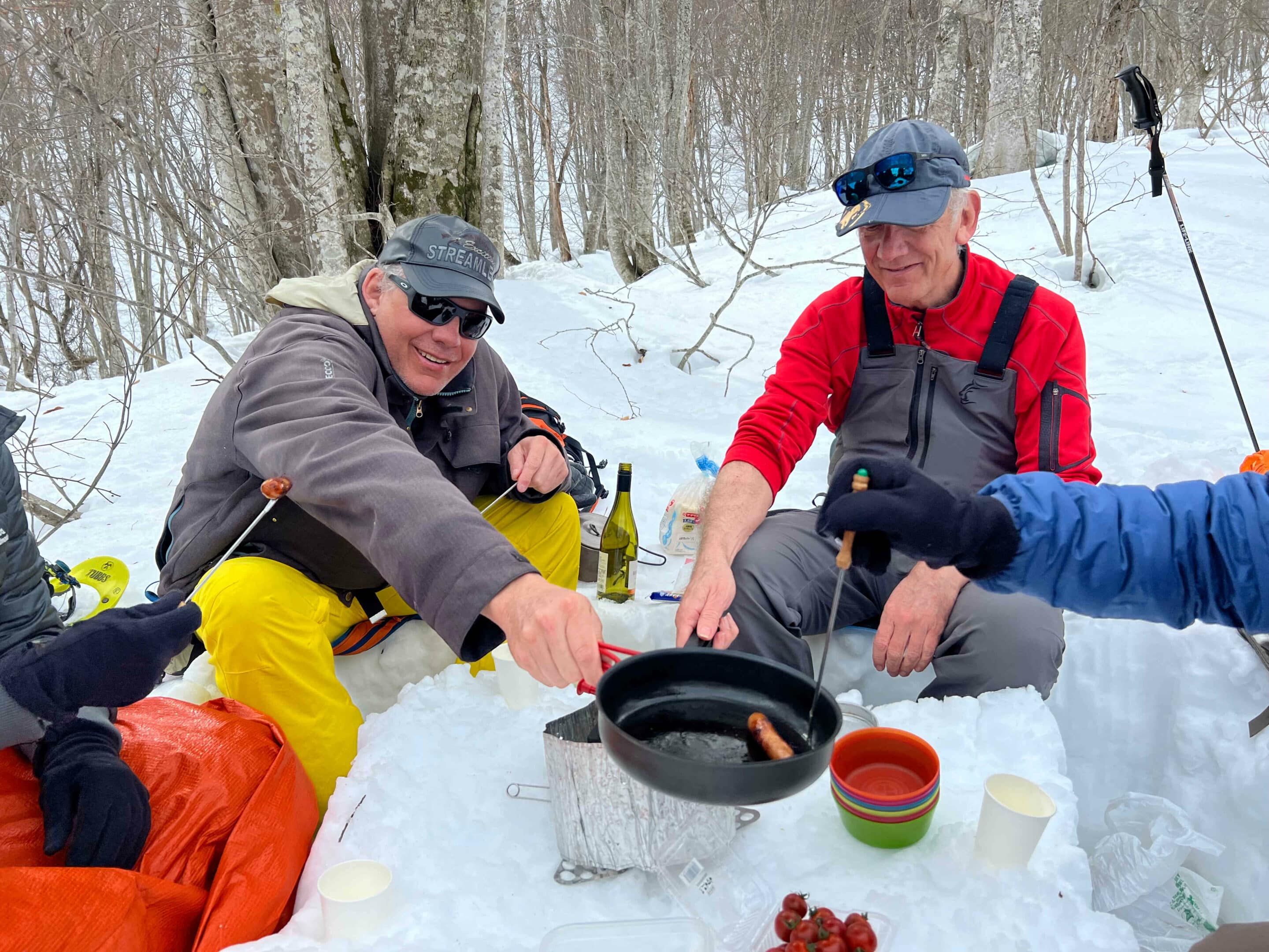 Outdoor cookup in the snow at Myoko ski fields, Japan