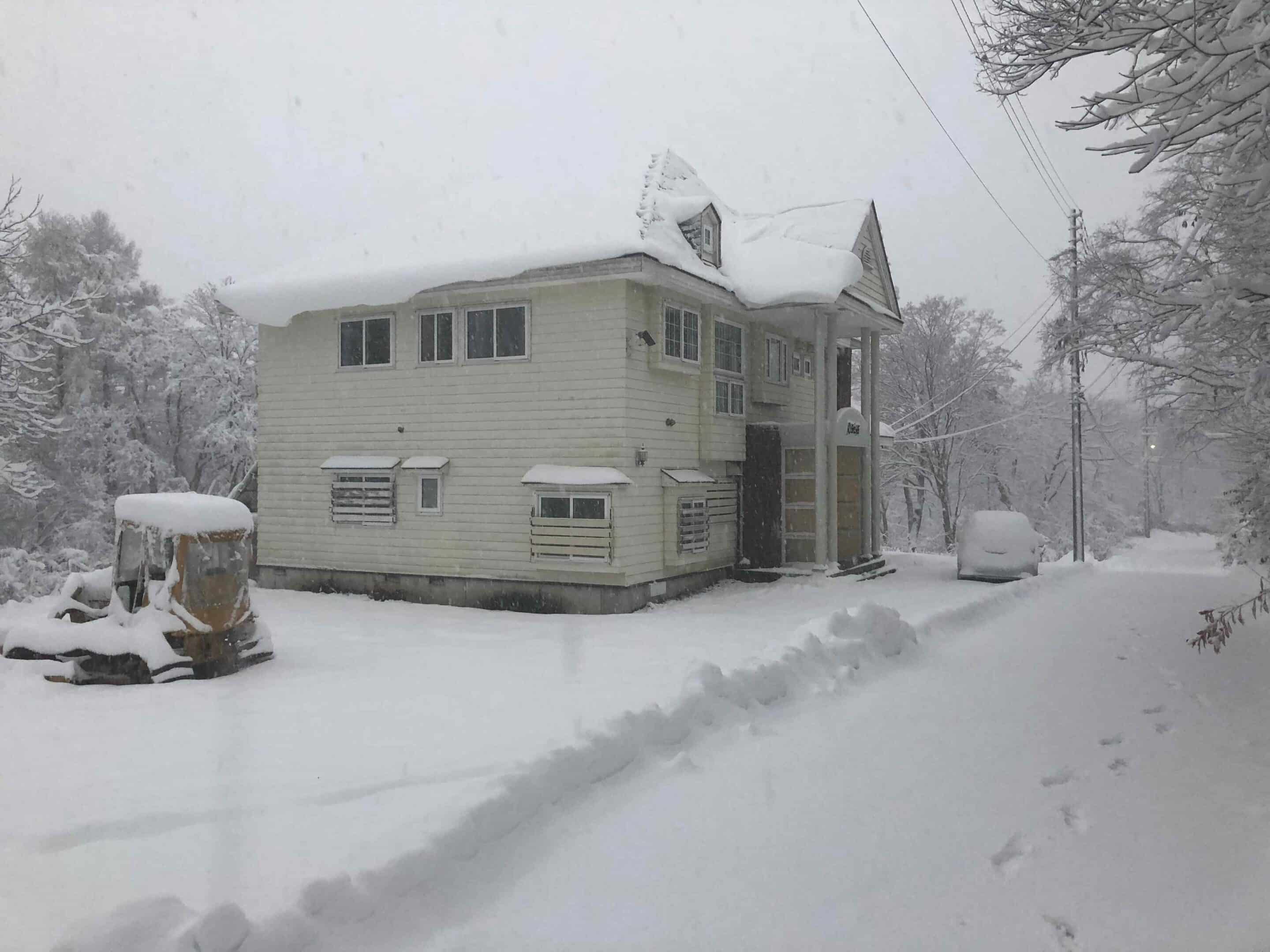 Side view of Richies at Myoko in the snow